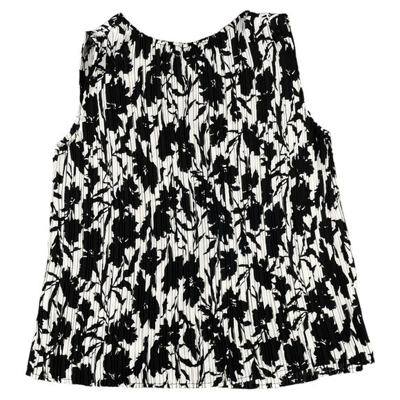 Joie Pleated Sleeveless Floral Top Blouse Career Suiting Black White Size‎ Small - Picture 1 of 7